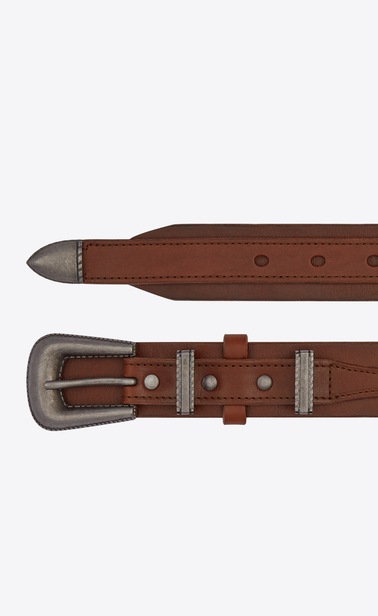 Folk belt in cognac leather